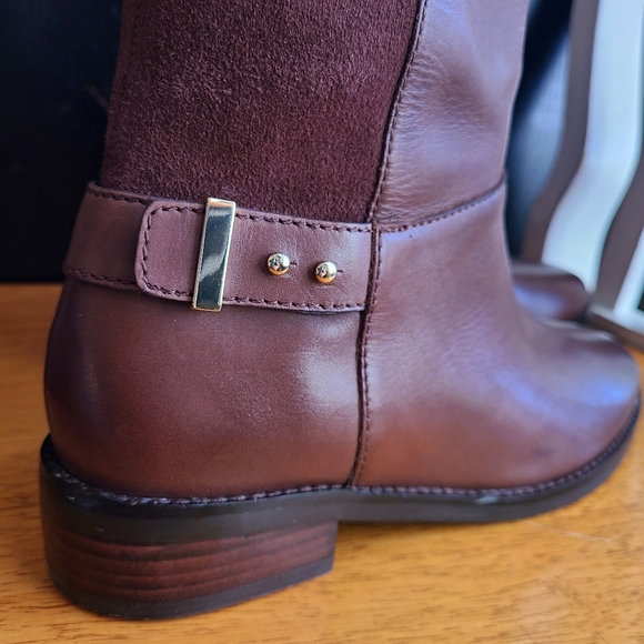 Cole Haan Chestnut Brown Leather Suede Adler Tall Buckle Boots Women's Size 6.5 - Picture 10 of 12